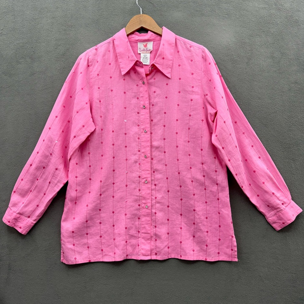 Quacker Factory Women’s Large Top Button Up Shirt… - image 1